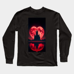 Blood red heart Moon Gothic Valentine Long Sleeve T-Shirt